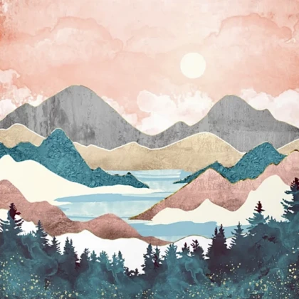 Aesthetic canvas art bww sunset landscape