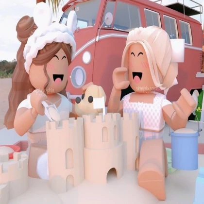 Aesthetic Blonde Brown Haired Kids Playing In Sand