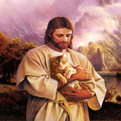 Christ with cat