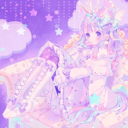 Pastel Purple Starlight Anime Girl