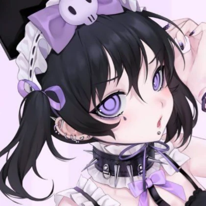 kawaii purple goth anime girl
