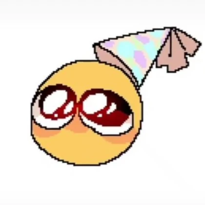 Cursed emoji with b-day hat !!