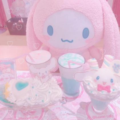 blue bunny pink kawaii aesthetic