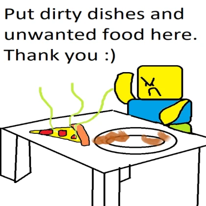 Put dirty dishes and unwanted food on the table