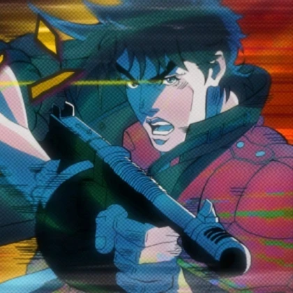 Joseph Joestar with a tommy gun