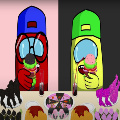 CREWMATE VS IMPOSTER MUKBANG EATING CHALLENGE RACE