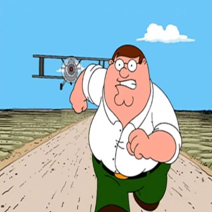 Peter griffin running away from plane