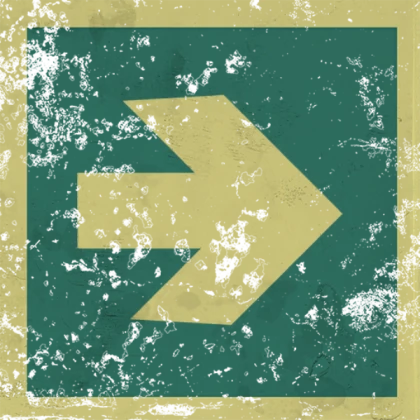 pointing arrow blue square sign grunge dirty