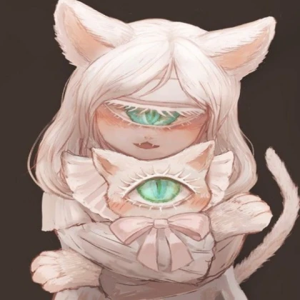 Kitty Cat Neko Girl Monster Goth White