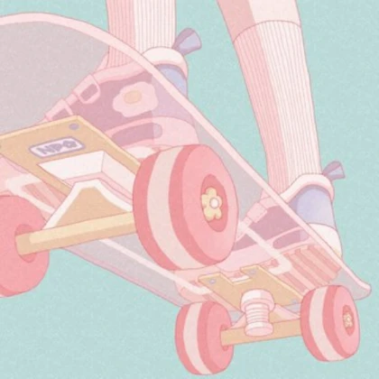 pastel anime pink skateboard