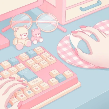 pastel pink anime aesthetic gaming