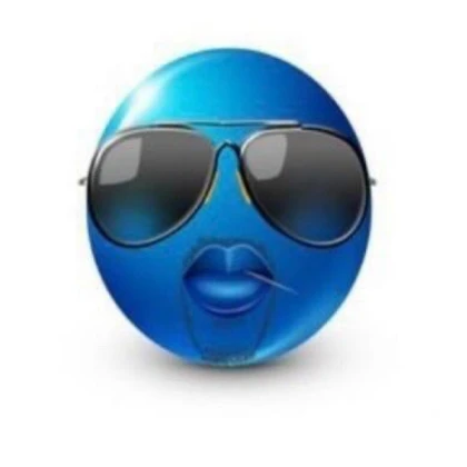 Blue cool emoji man