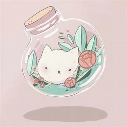 Aesthetic Cat In Jar W/Pink Background Decal