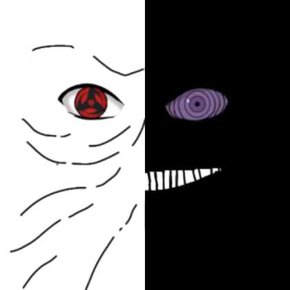 Black zetsu and Obito face (Shindo life)