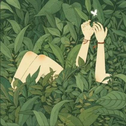 sage green girl in grass