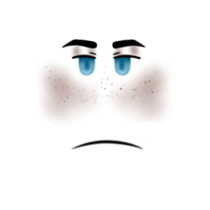 csom baby blue eyes with freckles and frowning