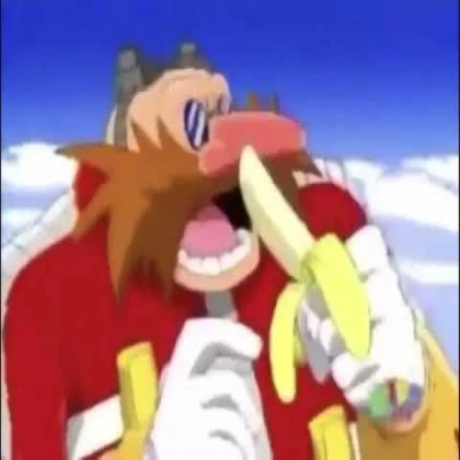 Dr robotnik eating a banana