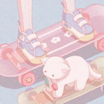 Aesthetic | Kawaii Skateboard White cat