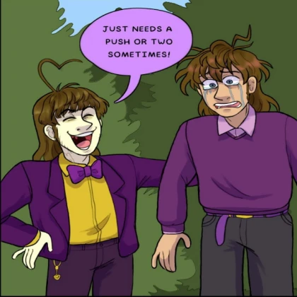 Blueycapsules William and Michael. ("..a push!..")