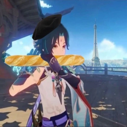 Xiao with a baguette roblox this is not innap