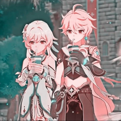 Aesthetic Aether and Lumine icon- Genshin Impact