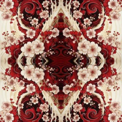 Red and white flowers custom RH fabric
