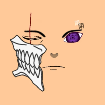 6 tomoe rinnegan + yin yang tat mask for shindo