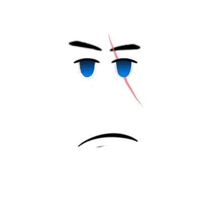 blue eyes face with scar